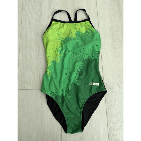 Arena Other - NWT Arena Spray Paint Light Drop Back MaxLife One Piece Swimsuit 36 Green Black